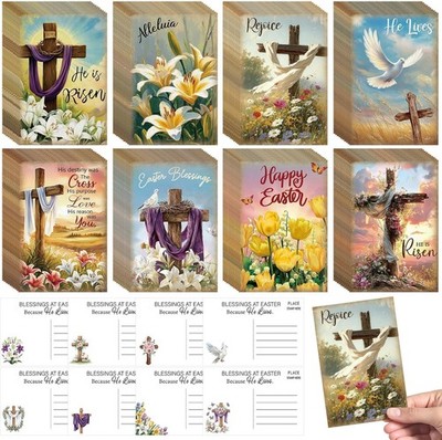 80 Sets Easter Card with Scripture and White Envelopes 48 Pcs 6 x 8 Inch