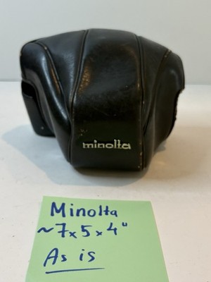 Minolta SLR Camera Case Dark Brown Black Leather 2-Piece Parts Torn Edge As Is