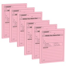6 Pack While You Were Out Message Pad, 4x5 Sticky Notes Notepads, Pink