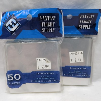 (2) Packs Of (50) Fantasy Flight Games Clear Sleeves Square Board Game Size 70mm