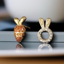 Hop into Easter Sparkle: Rhinestone Stud Earrings NWT Carrot Bunny Studs