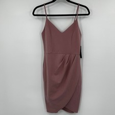 Lulus Mauve Pink V-Neck Tulip Wrap Mini Dress Size Medium Cocktail Formal Spring