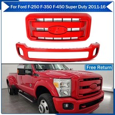 For 2011-2016 Ford F250 F350 F450 Super Duty Front Bumper&grille Grill Race Red