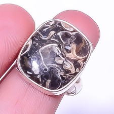 Turritella Fossil Agate Gemstone 925 Sterling Silver Jewelry Ring s.8.5 A357