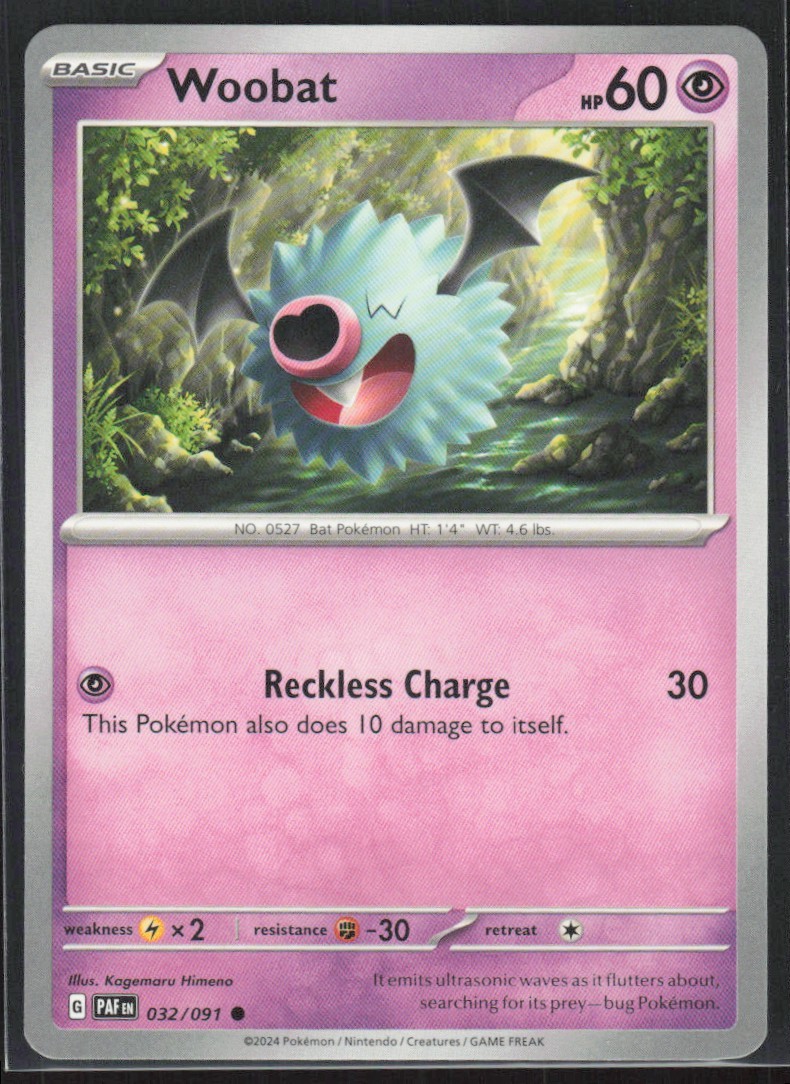 2024 Scarlet & Violet Series - Paldean Fates Woobat Common #32