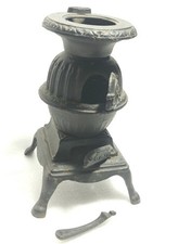 Vintage Miniature Blaze Cast Iron Pot Belly Stove