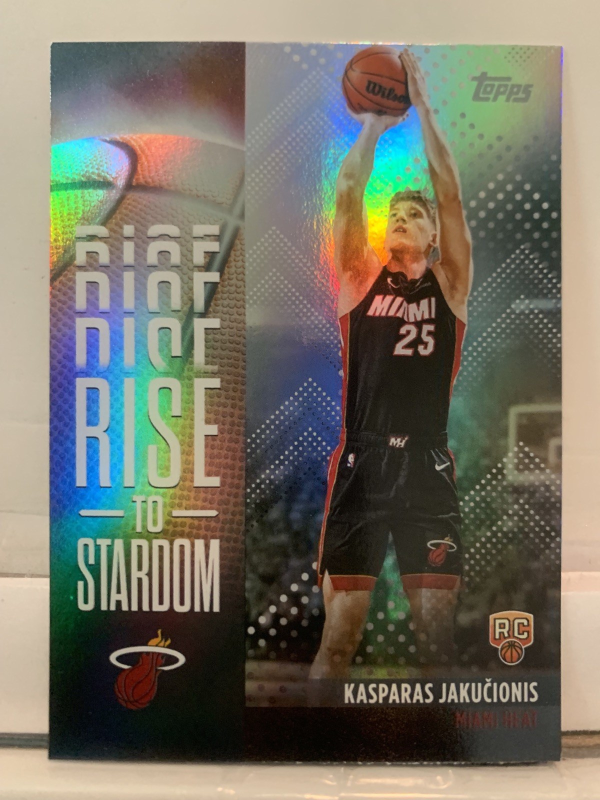 2025-26 Topps Flagship Kasparas Jakucionis Rise to Stardom Holo Rainbow Foil RC