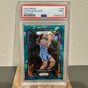 2023-24 Prizm Cason Wallace RC Teal Cracked Ice Rookie /225 SP PSA 9 Mint #139