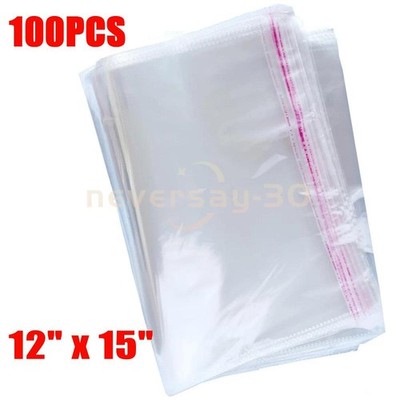100X Clear Resealable Self Sealing Cello Cellophane Bag Plastic OPP Poly Bag