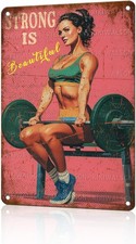 Gym Girl Decor Gym Posters Fitness Tin Metal Signs Home D cor 8x12 Strong Is Bea