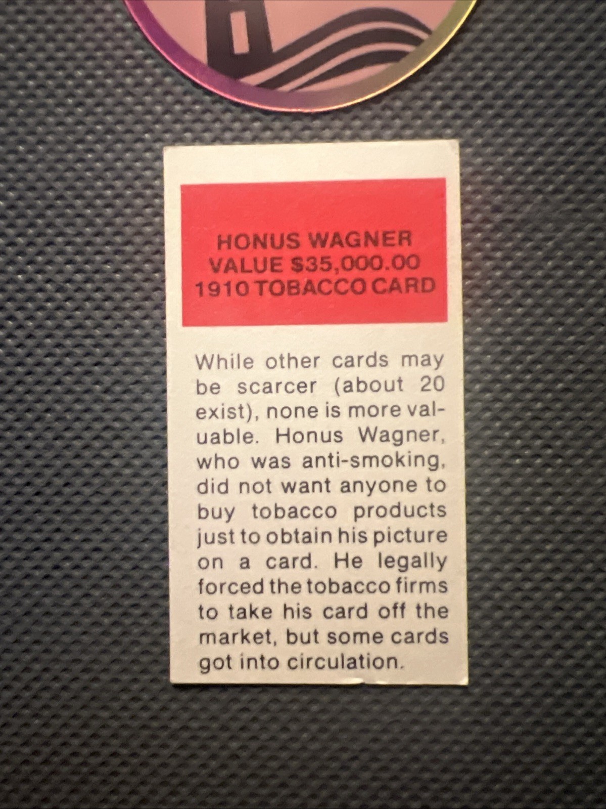 Honus Wagner 1910 Tobacco Card Reprint view 2