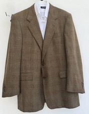 Hickey Freeman 43L Brown Plaid Wool Blazer Sport Coat 100 Wool Made in USA