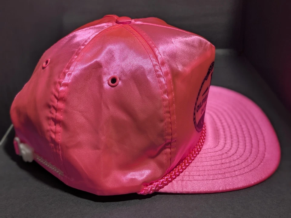 Sombrero de colección para campo petrolífero gorra correa trasera rosa satinado nailon cuerda publicidad hombres cuerda Foto 4 de 4