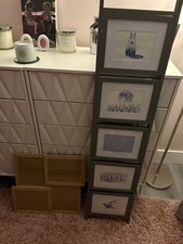 Wooden Ladder & Large Photo Picture Frames Wall Hanging Excellent Condition