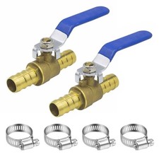 Quarter-Turn Ball Valve 16mm Brass with Hose Barb for Water Oil Gas Flow Control