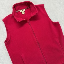 Woolrich Vest Women's Medium Fleece Red Full Zip Pockets Collar Warmth Outerwear