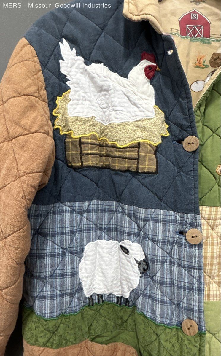 VTG Patch Magic Quilted Jacket Size Large Farm An… - image 4