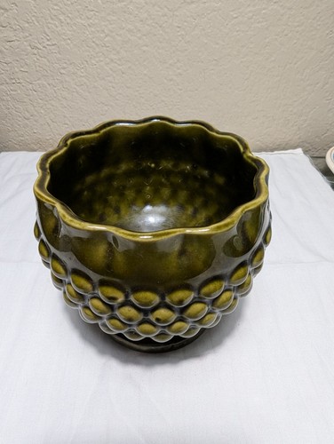 American Bisque Vintage MCM Planter or Vase Olive Green Pottery Succulent - Picture 3 of 4