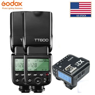 US Godox 2pcs TT600 HSS Wireless Camera Flash Speedlite+X2T-N Trigger For Nikon