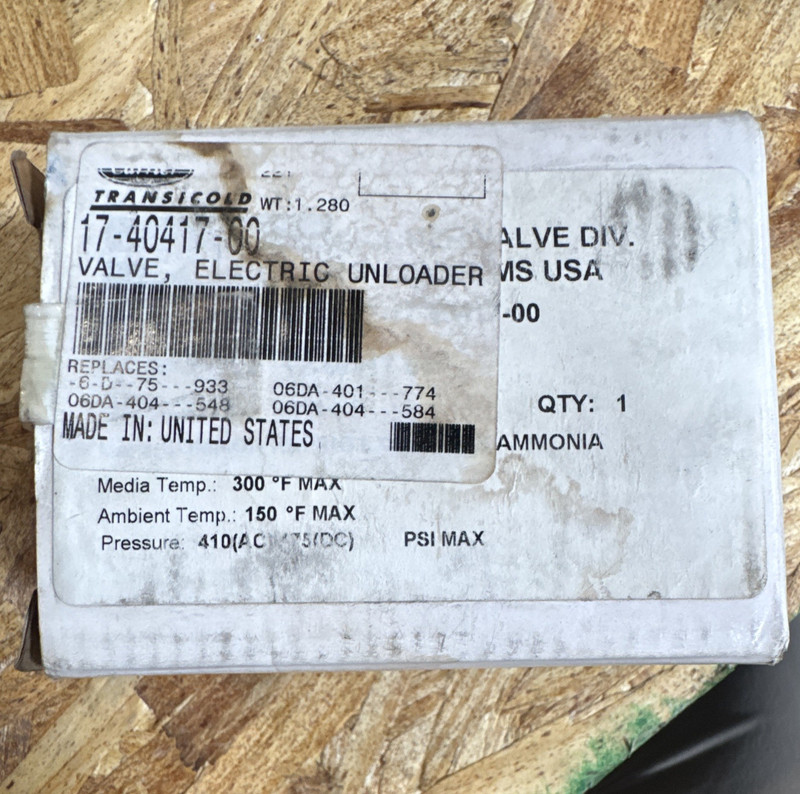 Transicold Electric Unloader Valve for Carrier 06DA-401/404 Ammonia IT-40417-00