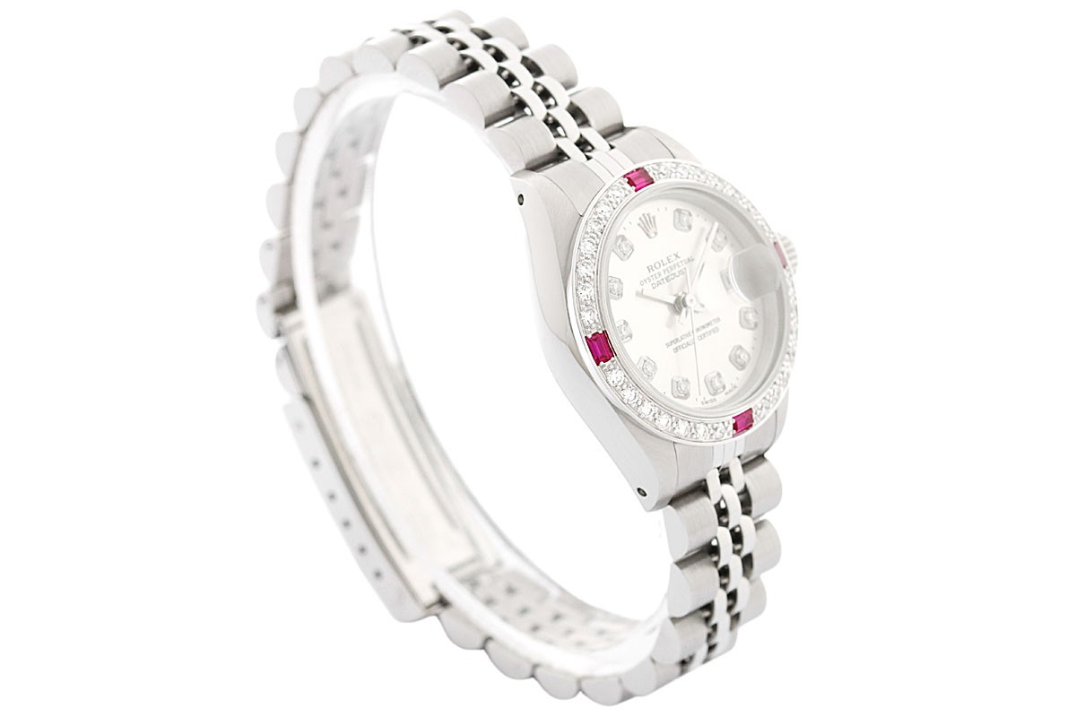 Rolex Datejust Silver Diamond Ruby 18K White Gold… - image 4