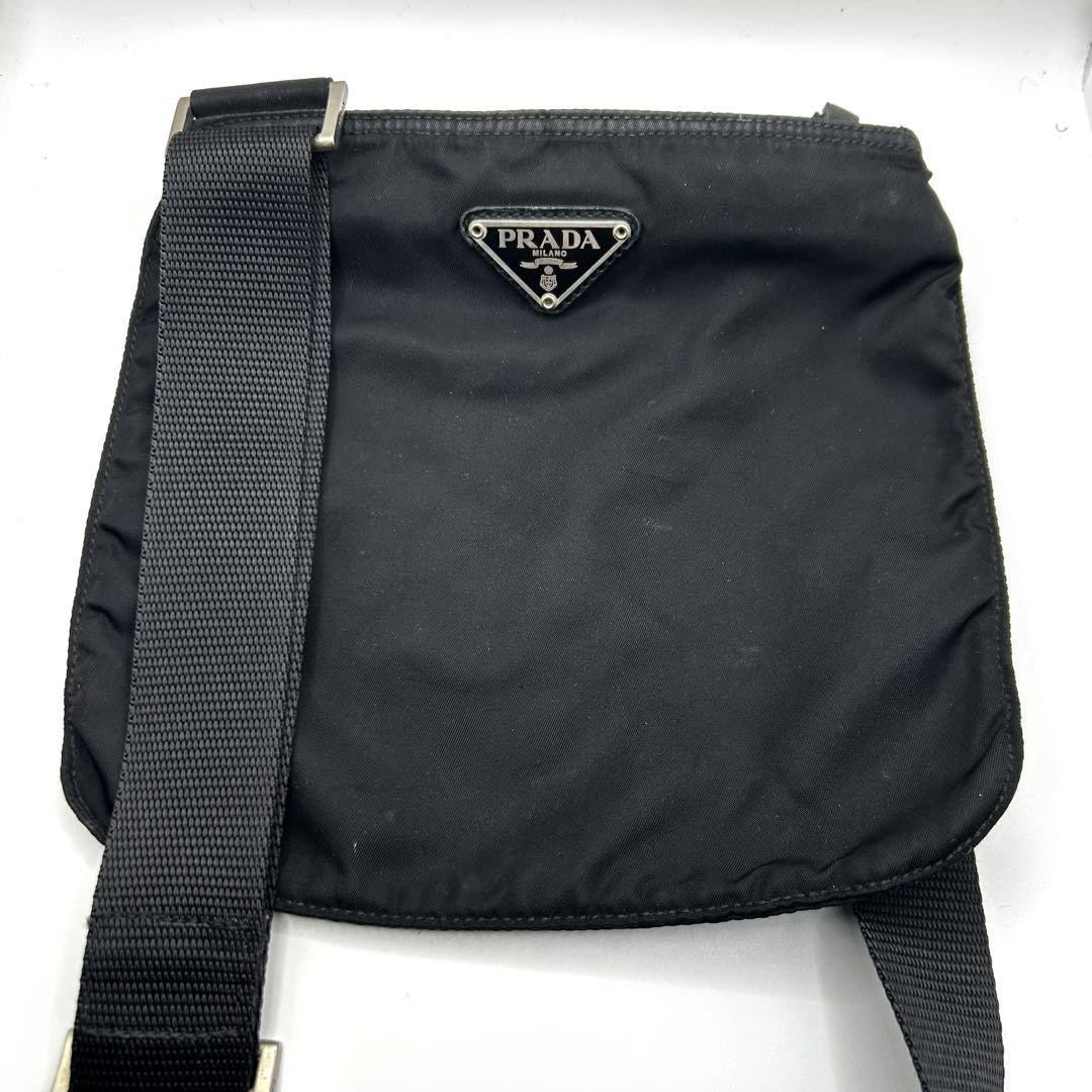 Prada Black Leather Sacoche Crossbody Bag Authentic Pre-Owned