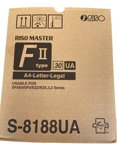 GENUIENE RISO MASTER S8188UA F TYPE ll A4 LETTER LEGAL EZ/RZ/SF-1 BOX 2 ROLLS