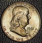 1961-D Franklin Half Dollar, Very Choice BU, Light Toning