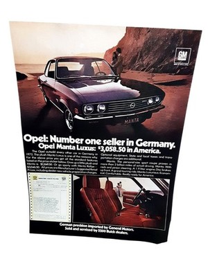 1973 Opel Manta Luxury Vintage Print Ad German Sports Coupe GM