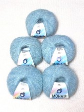 5 Knäuel x 25g Alpaka Mohair Garn : Mohair + Alpaka + Acryl : hellblau