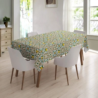 Spanische Fliese Zitrone/Grün PVC Tischdecke Küche Outdoor Garten - Bild 1 von 2