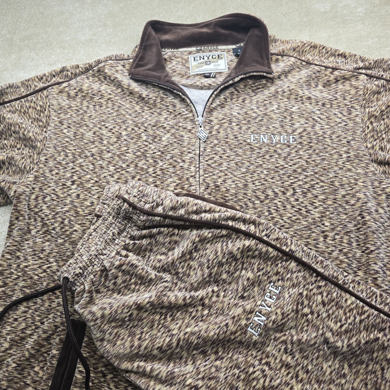 Vintage  Enyce Tracksuit Mens XL Beige Brown Hip Hop Streetwear Y2k