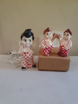 LOT Vintage Bob's Big Boy Night Light +Salt Pepper Shakers Advertising Figures