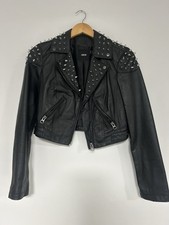 Echtlederjacke Damen Schwarz Größe 36 Bikerjacke Echt Leder