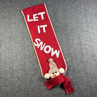 VTG Handmade Felt Snowman  Let It Snow  Hanging Door Banner Sign Christmas Decor