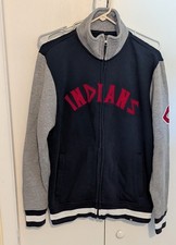 47 Brand Cleveland Indians Track Jacket Mens Size S Blue Gray Full Zip Logo MLB 