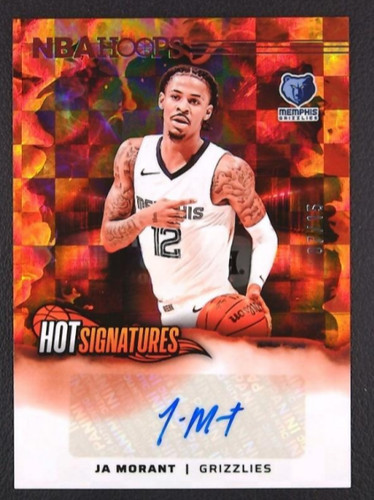 Ja Morant 2024-25 Panini NBA Hoops 07/15 Auto Hot Signatures Grizzlies #HS-JMG