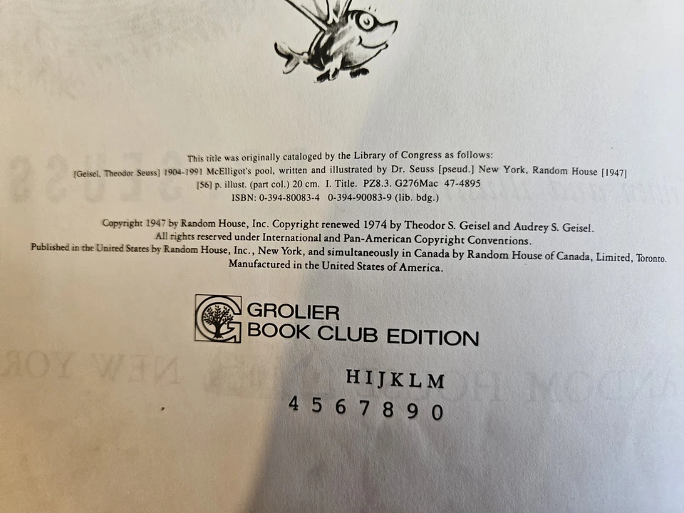 McElligot's Pool by Dr. Seuss Grolier Book Club Edition Hardcover - Out Of Print Foto 4 de 4