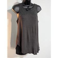 Elodie Gray Knit Loose Fit Tank Top Blouse Sleeveless Small