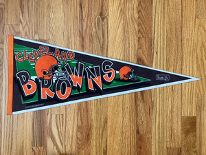 Vintage Cleveland Browns Full Size NFL Football Pennant 1995 29" x 12"