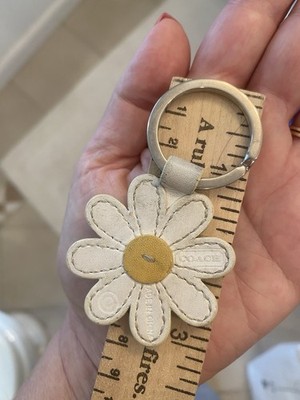 Coach Blue Flower Daisy Key Ring Keychain Keyfob