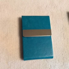 Professional Business Card Holder PU Leather Mint Green Case Name Card Holder