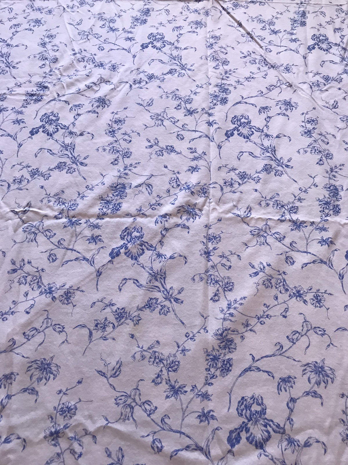 Vintage Coming Home Lands End blau Blumen Tischdecke Made in Brazil 100% Baumwolle