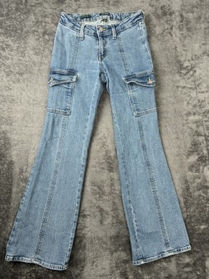 Wild Fable Womens Low Rise Flare Cargo Jeans Size 4 Y2K Denim Stretch