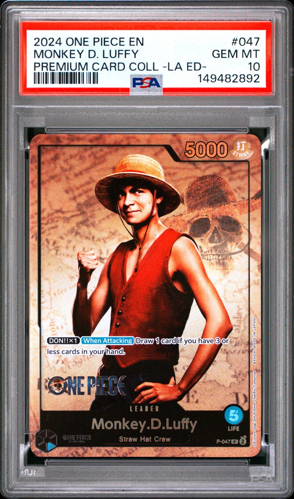 2024 One Piece Premium Collection Live Action Edition Monkey D. Luffy 047 PSA 10 view 1