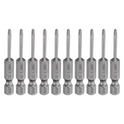 10pcs Magnetic Phillips Screwdriver Bit PH1 1/4'' Hex Shank 50mm Long 2.5mm Rod