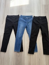 Lot Of 3 Kids Uniqlo Blue Black Jeggings Jeans 5-6 Years Stretch
