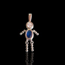 Rhodium On Sterling Silver 925 Blue Lab Sapphire Son Boy Child Charm Pendant