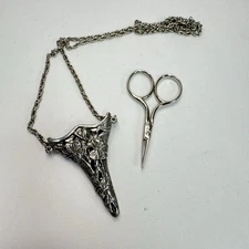 Vintage Embroidery Scissors With Neckless Sheath Italy
