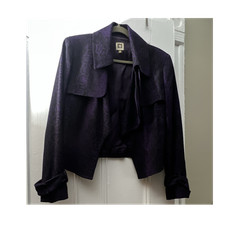 Anne Klein Animal Print Purple Black Collared...